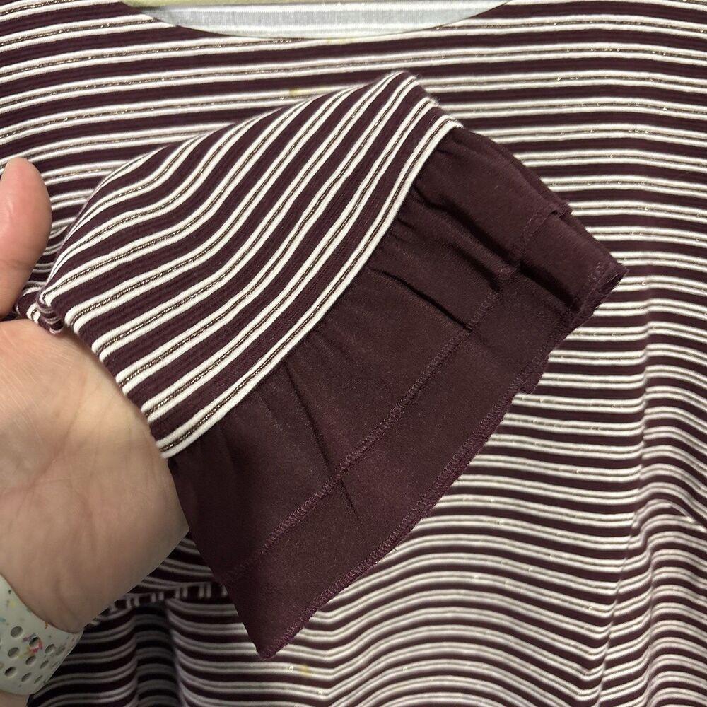 Talbots Striped Knit Top sz 3X Long Sleeve Ruffle Cuff Nautical Preppy Classic - Picture 4 of 7